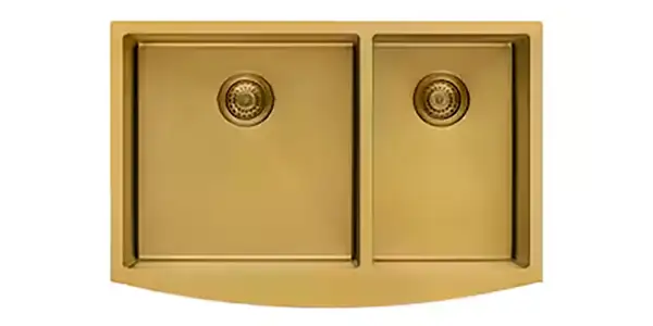Ruvati 60/40 Farmhouse Sink (Satin Brass Matte Gold)